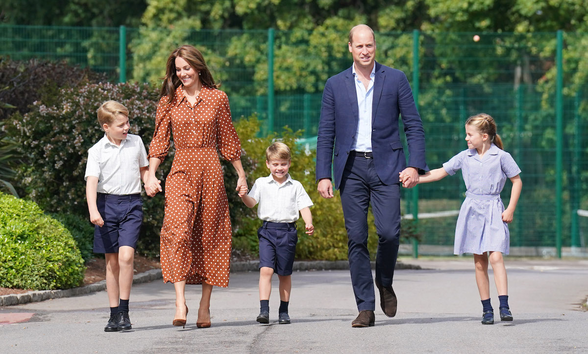 Prince William, who said Prince George, Princess Charlotte and Prince Louis are the reason he drinks too much tea because they keep him up at night, takes the kids to school with Kate Middleton 