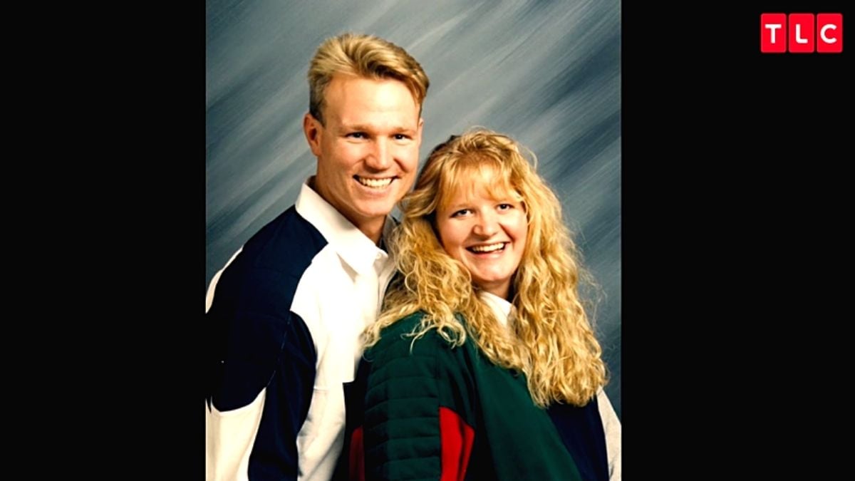 A young Kody Brown and Christine Brown smiling in a couple's photo from 1994 on 'Sister Wives' Season 17 on TLC.