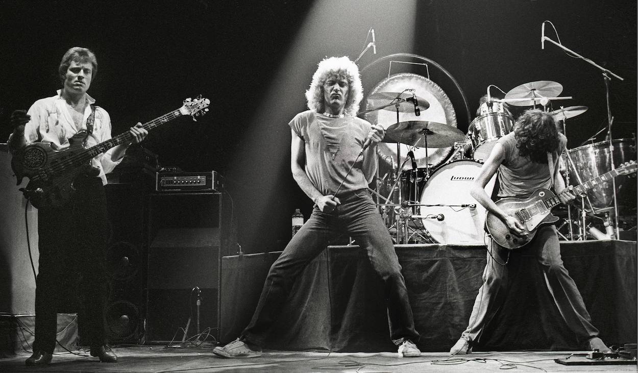 Led Zeppelin's John Paul Jones (from left), Robert Plant, Jimmy Page, and John Bonham (background) perform in June 1980, roughly two years before 'Coda' came out.