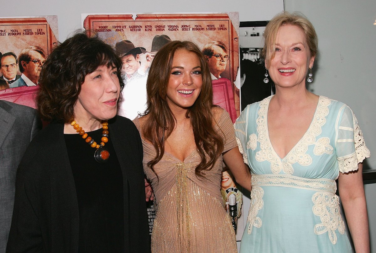 Lily Tomlin, Lindsay Lohan, and Meryl Streep smiling