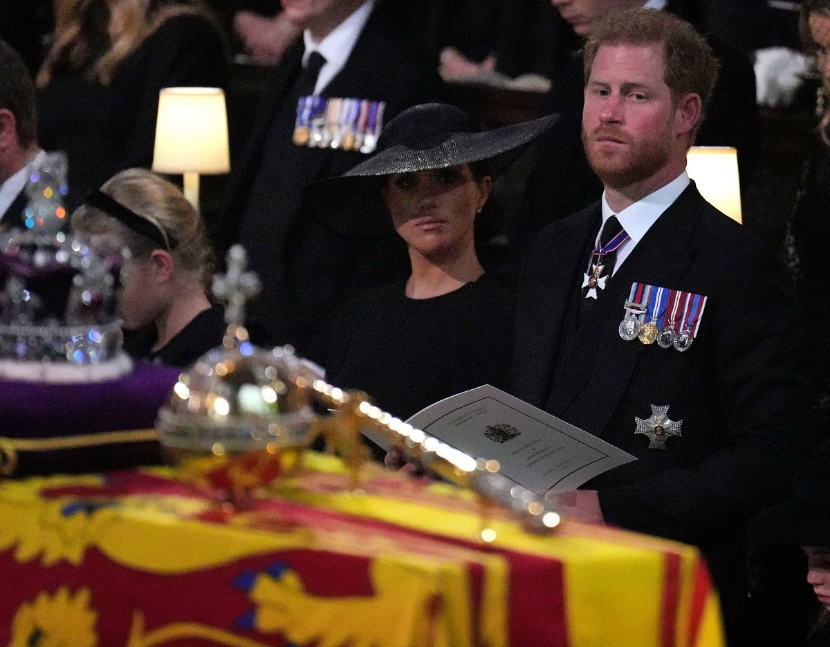 Meghan Markle and Prince Harry attend the committal service for Queen Elizabeth II at St George's Chapel
