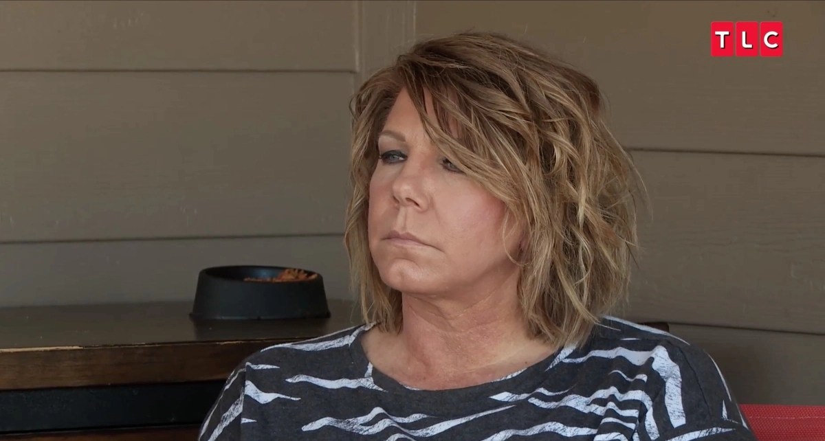 Meri Brown sitting outside of Christine Brown's house during a family meeting on 'Sister Wives' Season 17 on TLC.
