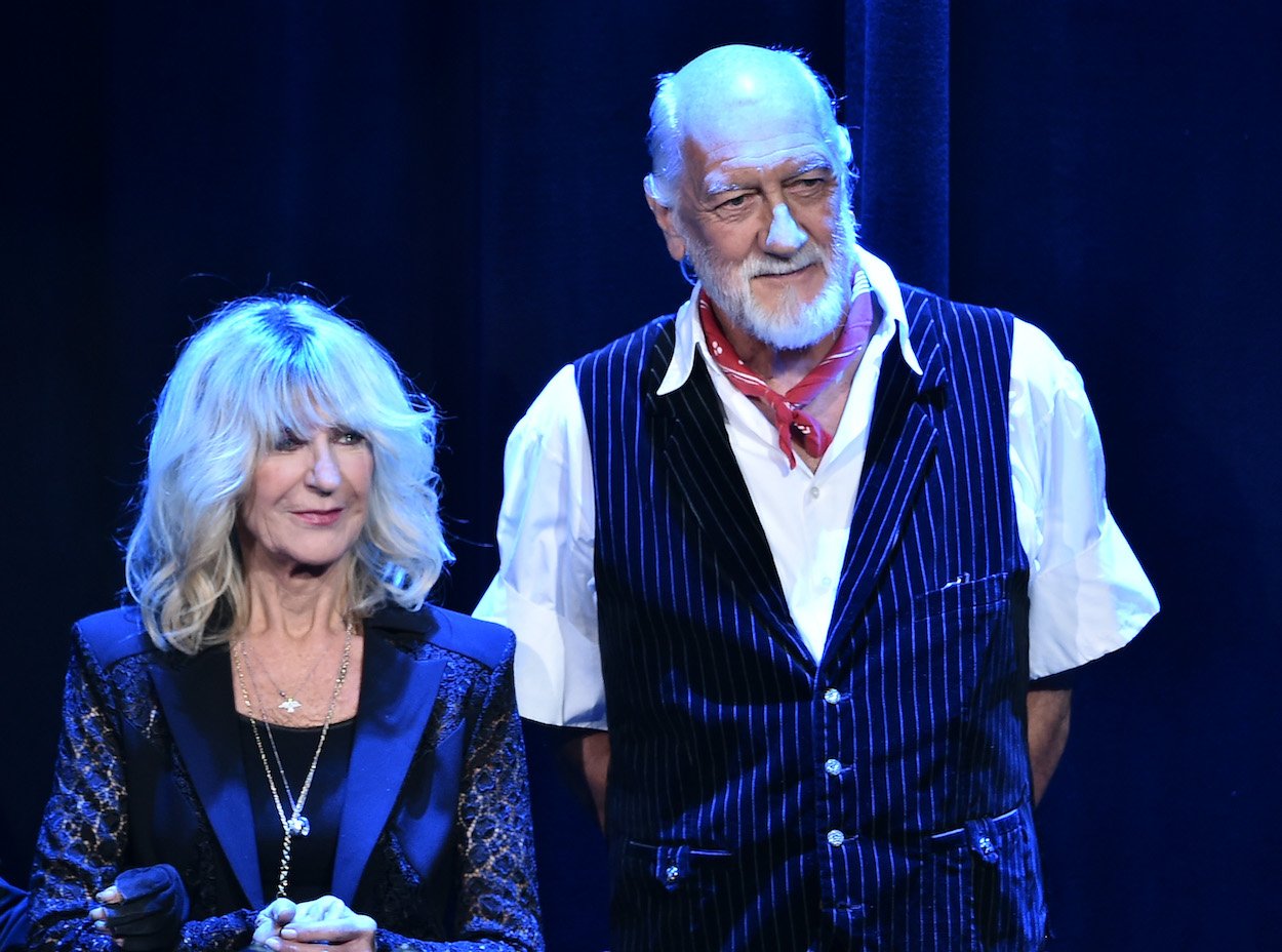 Fleetwood Mac's Christine McVie and Mick Fleetwood, who wants a McVie song played at his funeral, at a 2018 event.