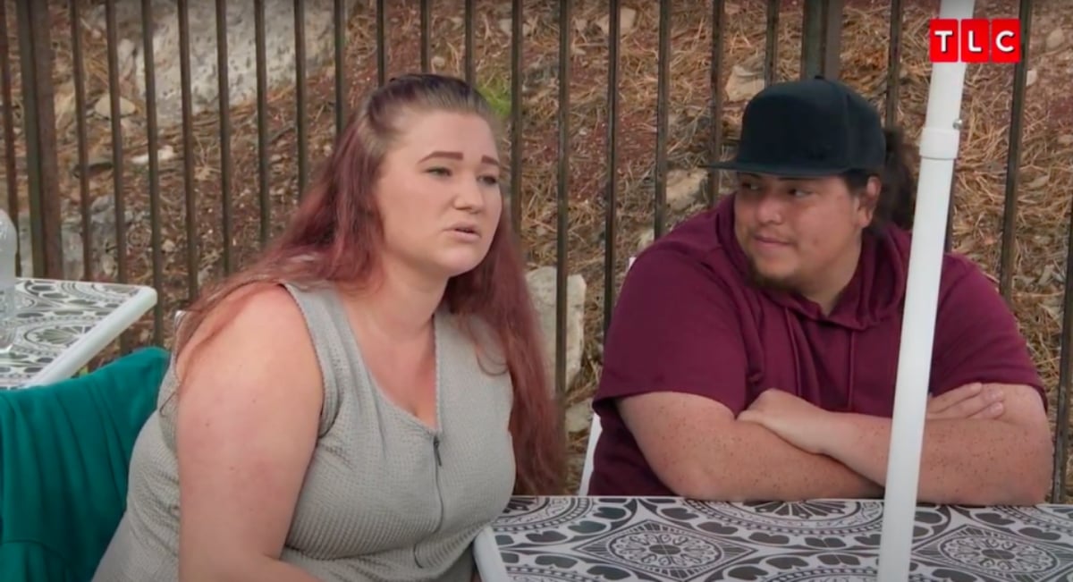 Mykelti Padron and Tony Padron sit at outdoor table during 'Sister Wives' Season 17 on TLC.