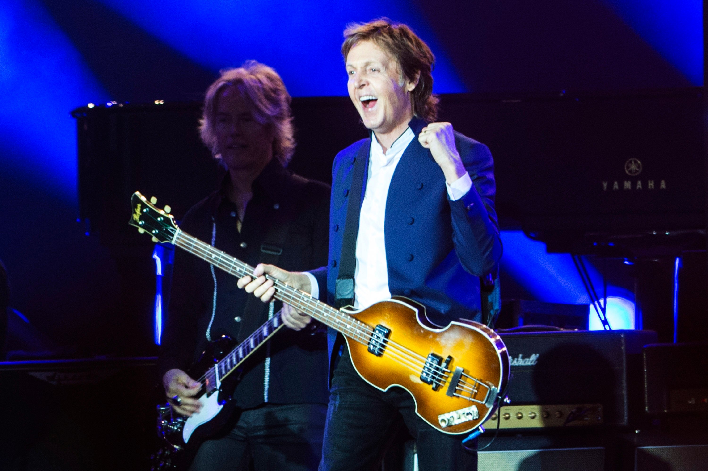 Paul McCartney performs at the Roskilde Festival in Denmark in 2015