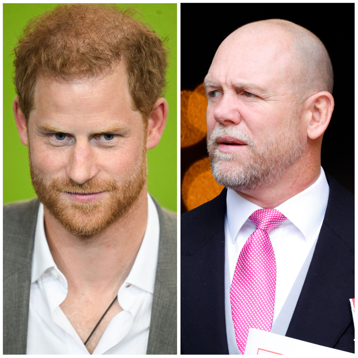 Prince Harry and Mike Tindall, whose joking can be 'risky' for the royal family, according to a body language expert, at separate events in 2022