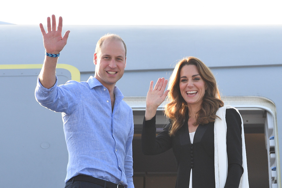 Prince William and Kate Middleton, who will 'stamp their personalities' on all future royal tours, according to a biographer, wave as they get on a plane during a royal tour of Pakistan
