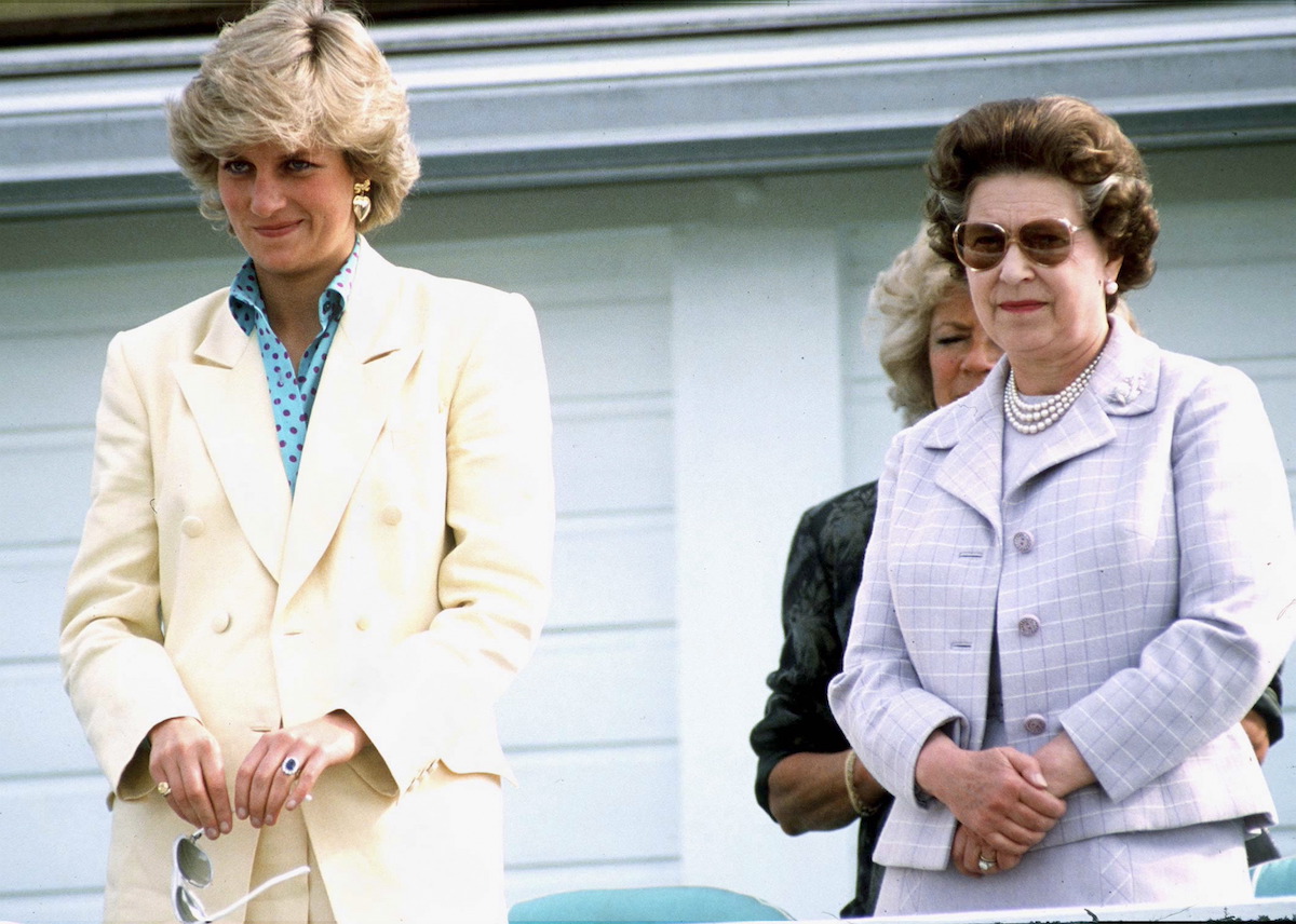 Princess Diana, who declined Queen Elizabeth's invitation to spend Christmas at Sandringham in 1995, according to Andrew Morton's 'The Queen' book, stands next to Queen Elizabeth