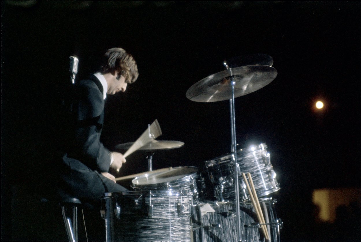 Ringo Starr performs with the Beatles in 1964, three years before he achieved a wonderful sound with a marvelous performance on a 'Sgt. Pepper's Lonely Hearts Club Band' song.