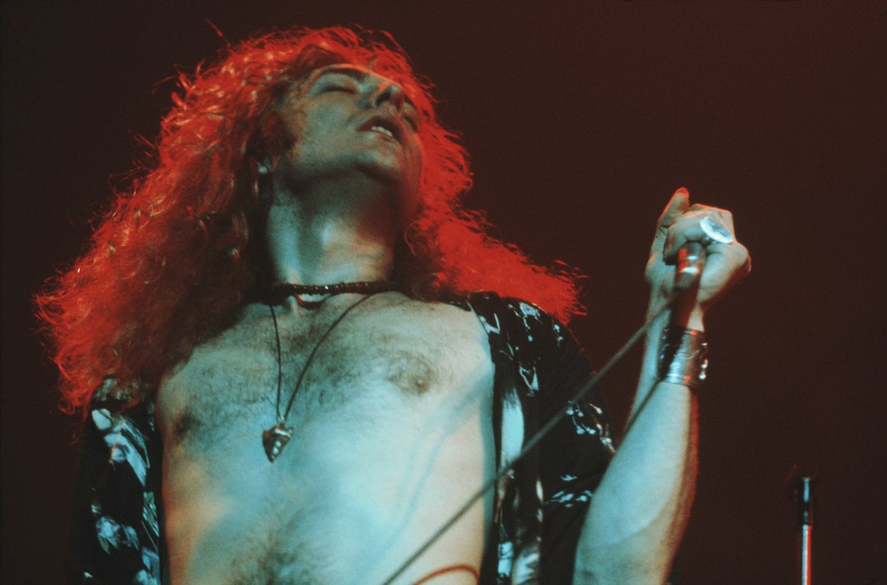 Robert Plant, who admitted to being embarrassed by some of his Led Zeppelin behavior, performs during a 1971 concert.