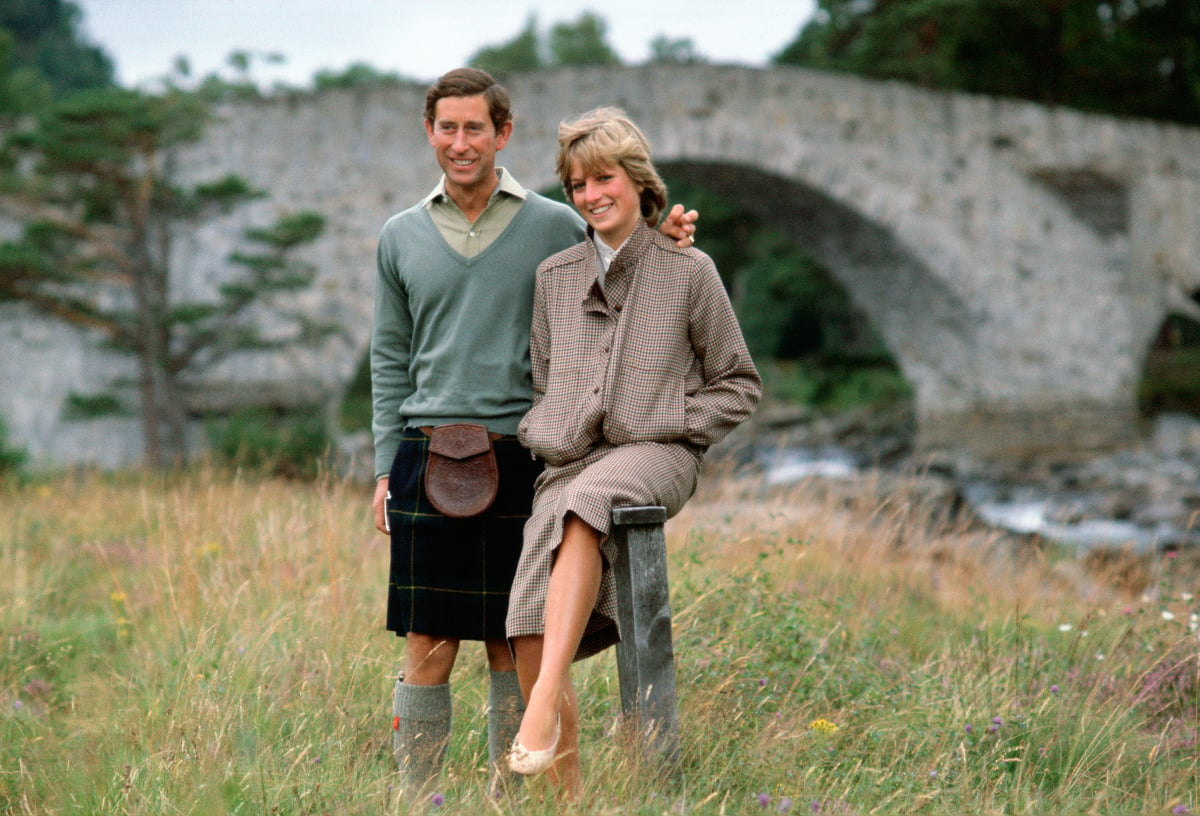 Prince Charles With His Arm Around His Wife, Princess Diana, During A Honeymoon Photocall By The River Dee. The Princess Is Wearing A Suit Designed By Bill Pashley With A Pair Of Shoes By The Chelsea Cobbler. The Prince Is Wearing A Kilt.