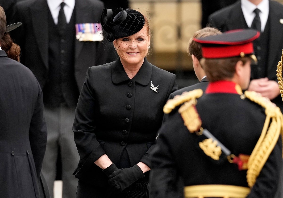 Sarah Ferguson arrives at Westminster Abbey ahead of Queen Elizabeth II's state funeral