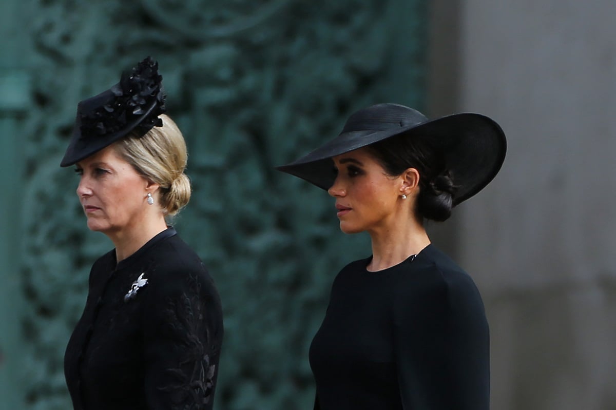 Sophie Wessex, who  Meghan Markle refused help from, arrive at Wellington Arch in London for the transferring of the coffin of Queen Elizabeth II