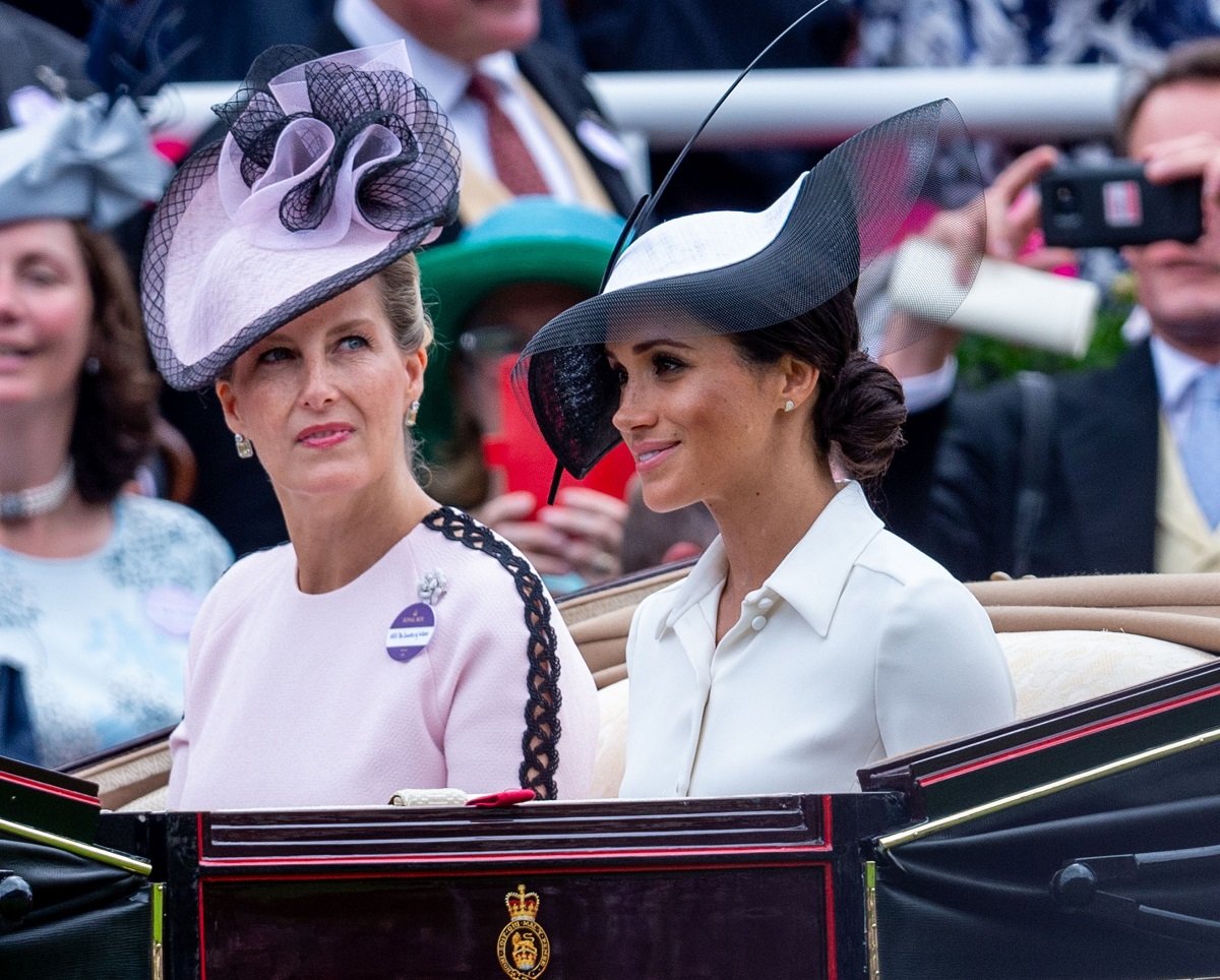 Sophie Wessex and Meghan Markle in a carriage together for Royal Ascot Day 1 at Ascot Racecourse