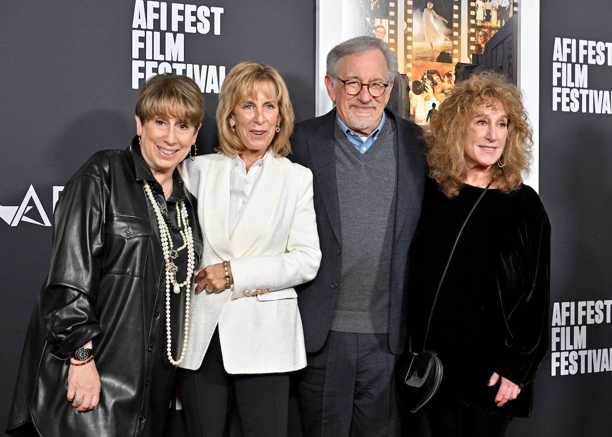 Sue Spielberg, Nancy Spielberg, Steven Spielberg, and Anne Spielberg attend The Fabelmans premiere together