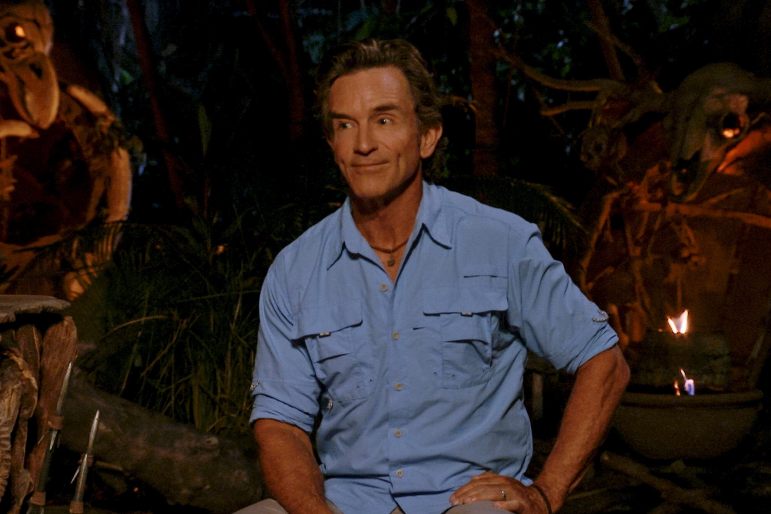 Jeff Probst, who will host 'Survivor' Season 44 on CBS, wears a light blue button-down shirt with rolled-up sleeves. Fans can already find 'Survivor' Season 44 spoilers on the internet.