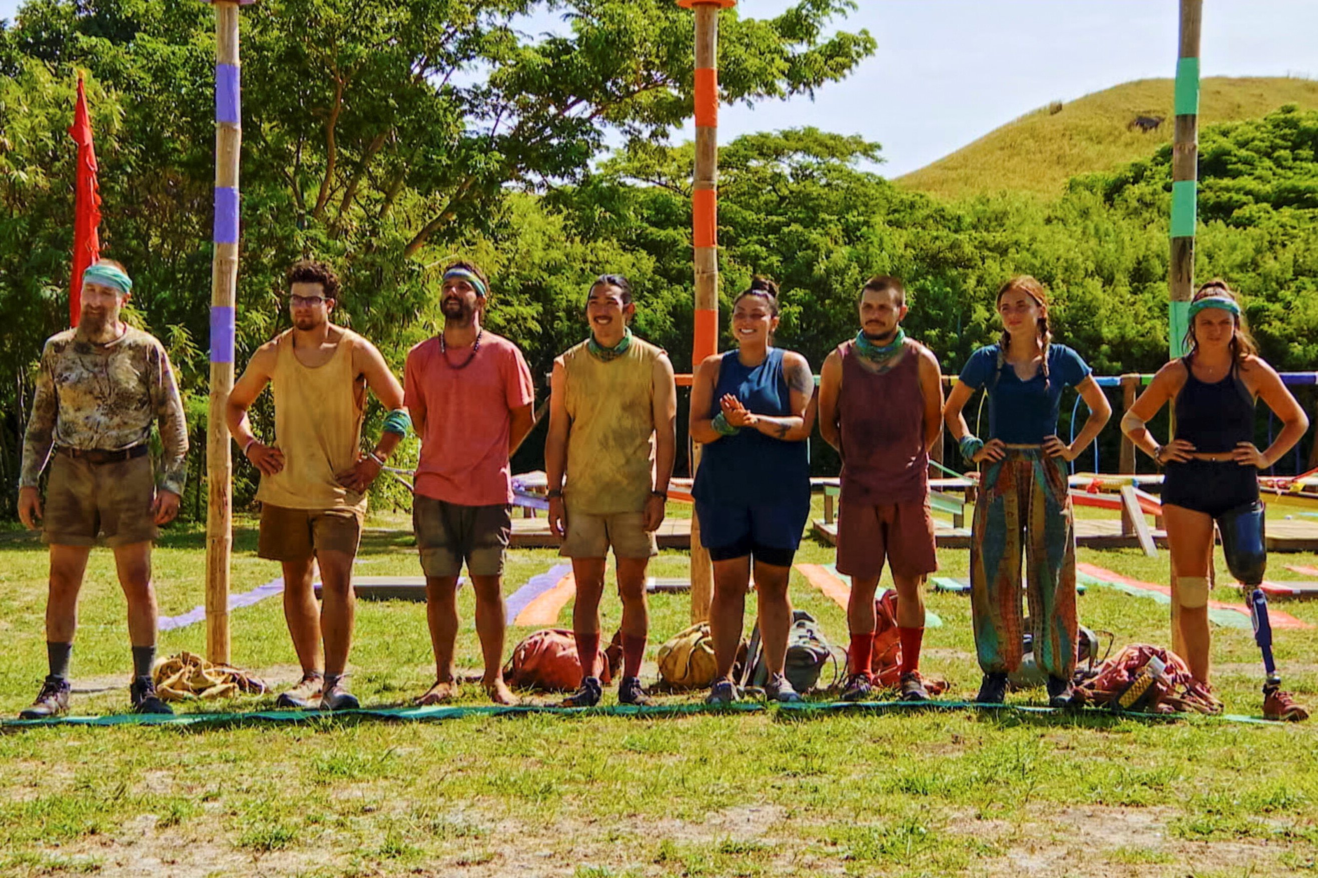 The final eight castaways in 'Survivor' Season 43 hear instructions for the Immunity Challenge in episode 10, which airs tonight, Nov. 23, on CBS.