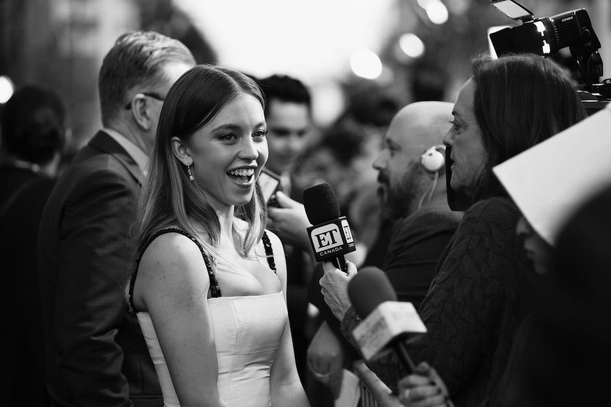 Actor Sydney Sweeney speaks to reporters at the premiere of Hulu's "The Handmaid's Tale" Season 2