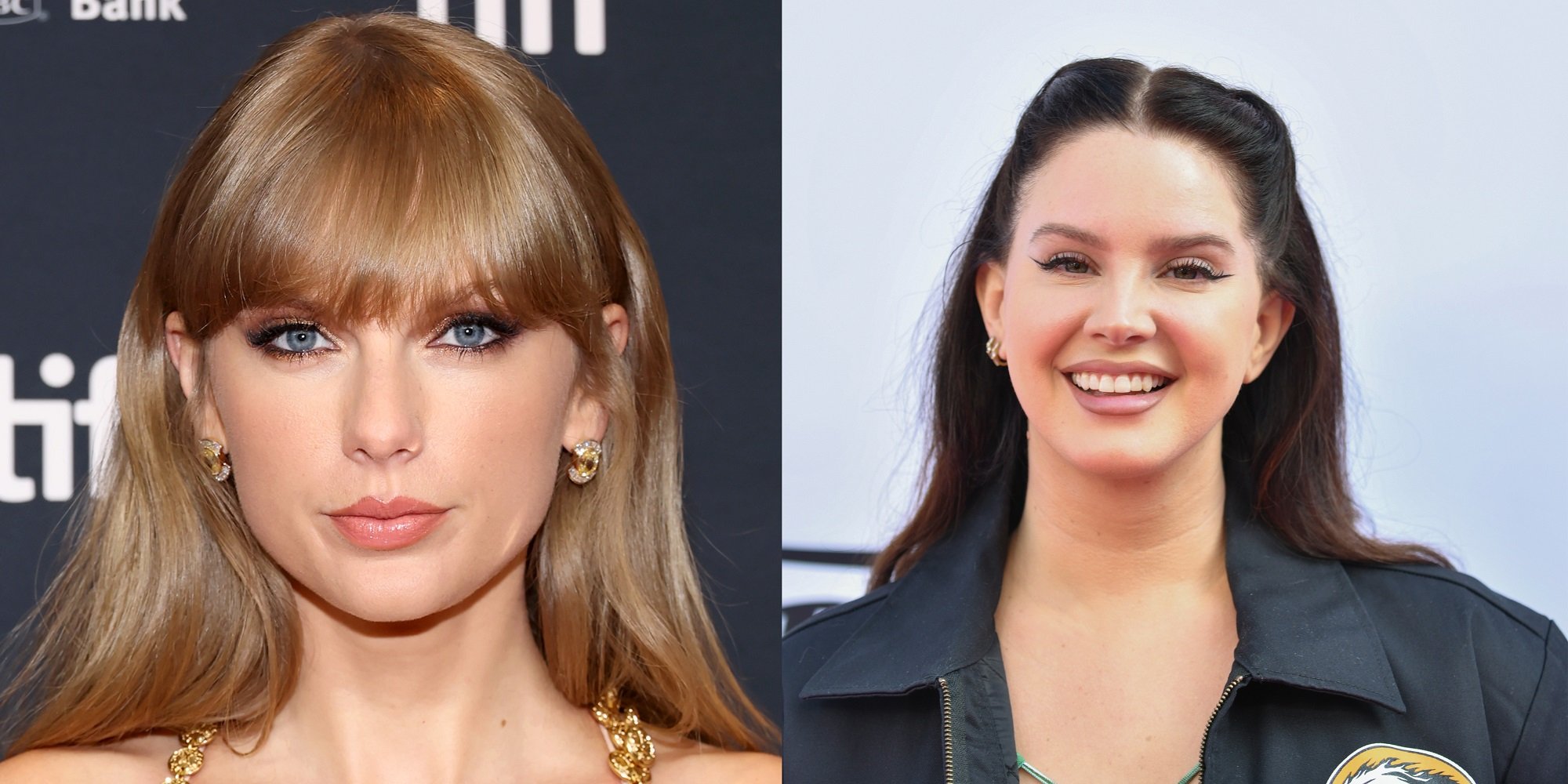 A joined photo of Taylor Swift and Lana Del Rey looking at the camera