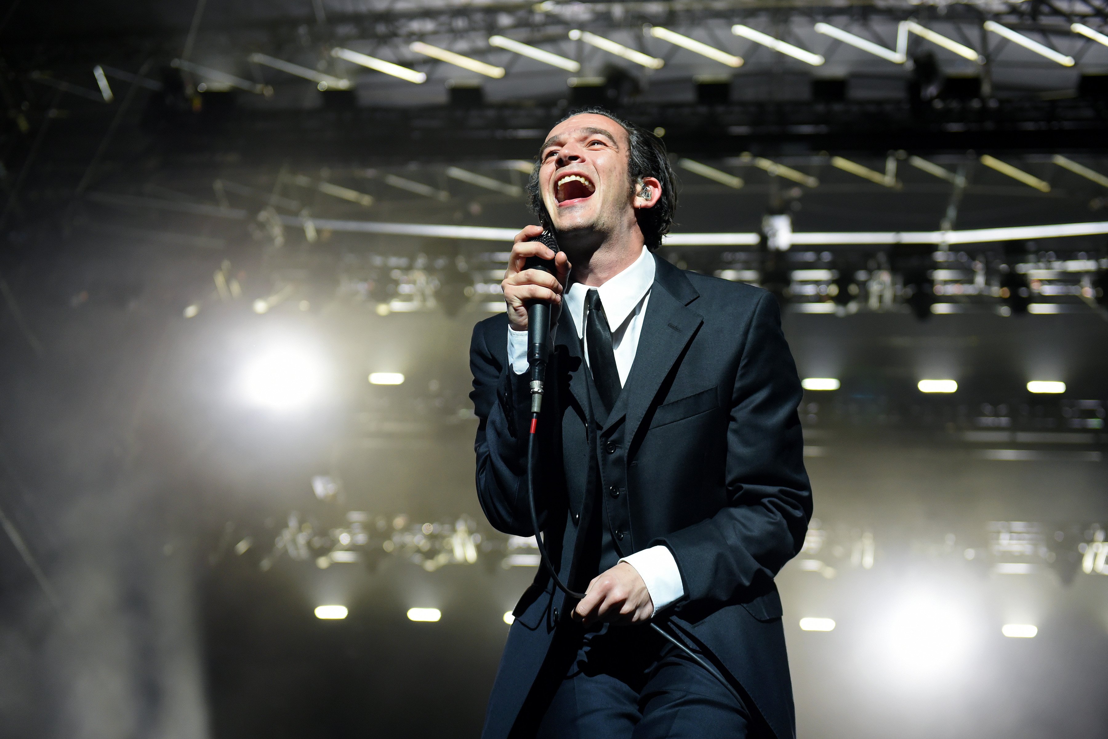 Matty Healy of The 1975 performs on Main Stage East on Day 1 of Leeds Festival