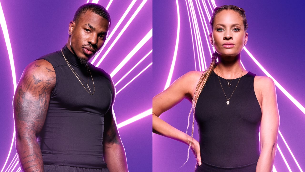 Chauncey Palmer and Amber Borzotra posing for 'The Challenge 38' cast photos