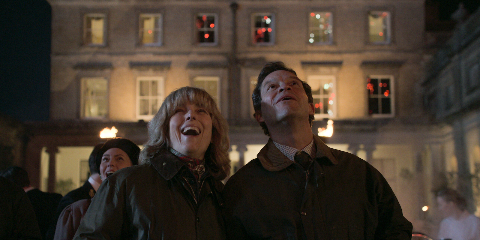 'The Crown' Season 5: Camilla Parker Bowles and Prince Charles look up at Christmas lights