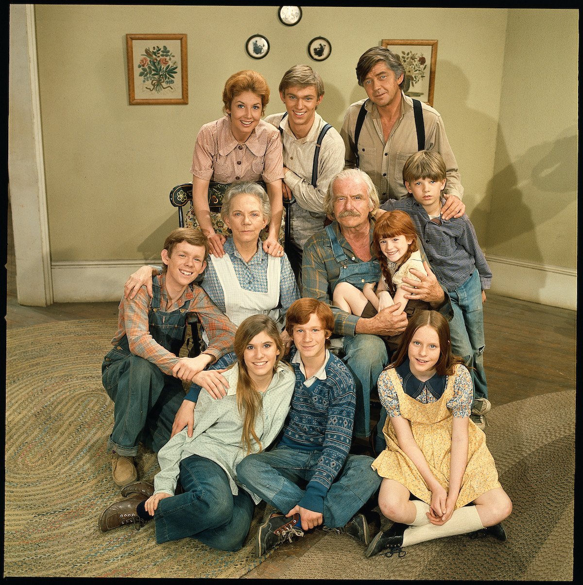 Group photo of 'The Waltons' cast in costume