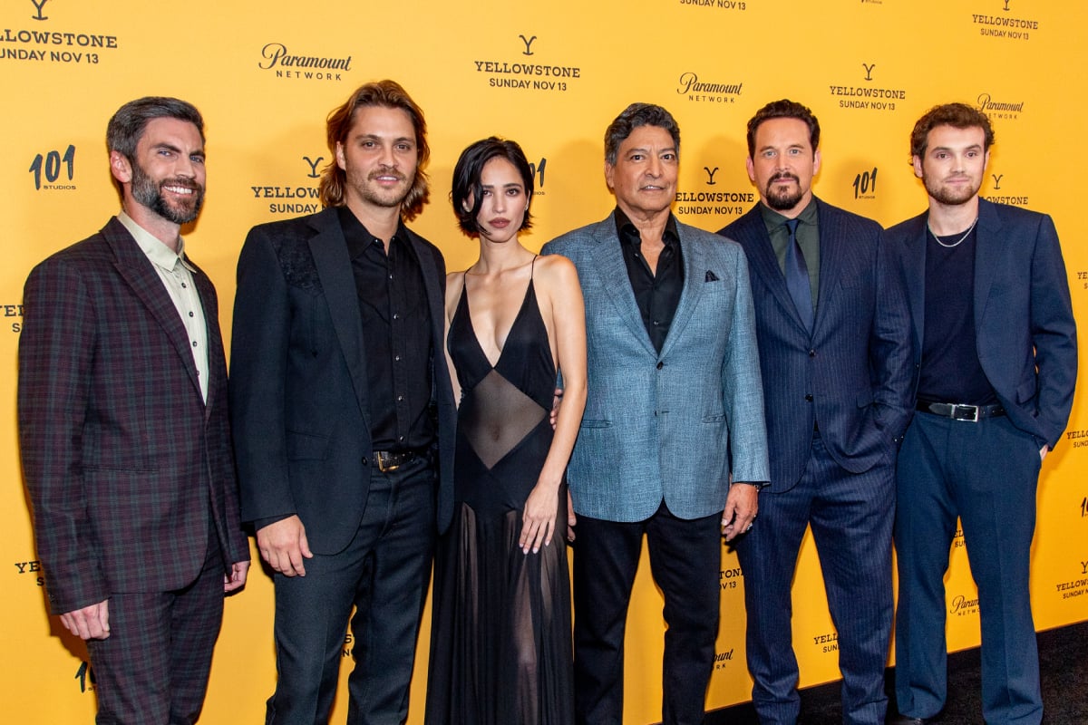 Yellowstone cast Wes Bentley, Luke Grimes, Kelsey Asbille, Gil Birmingham, Cole Hauser and Kai Caster attend Paramount's season 5 New York Premiere at Walter Reade Theater on November 03, 2022 in New York City