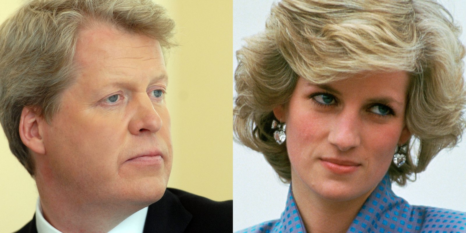 Charles Spencer and his sister Princess Diana in side by side photographs.