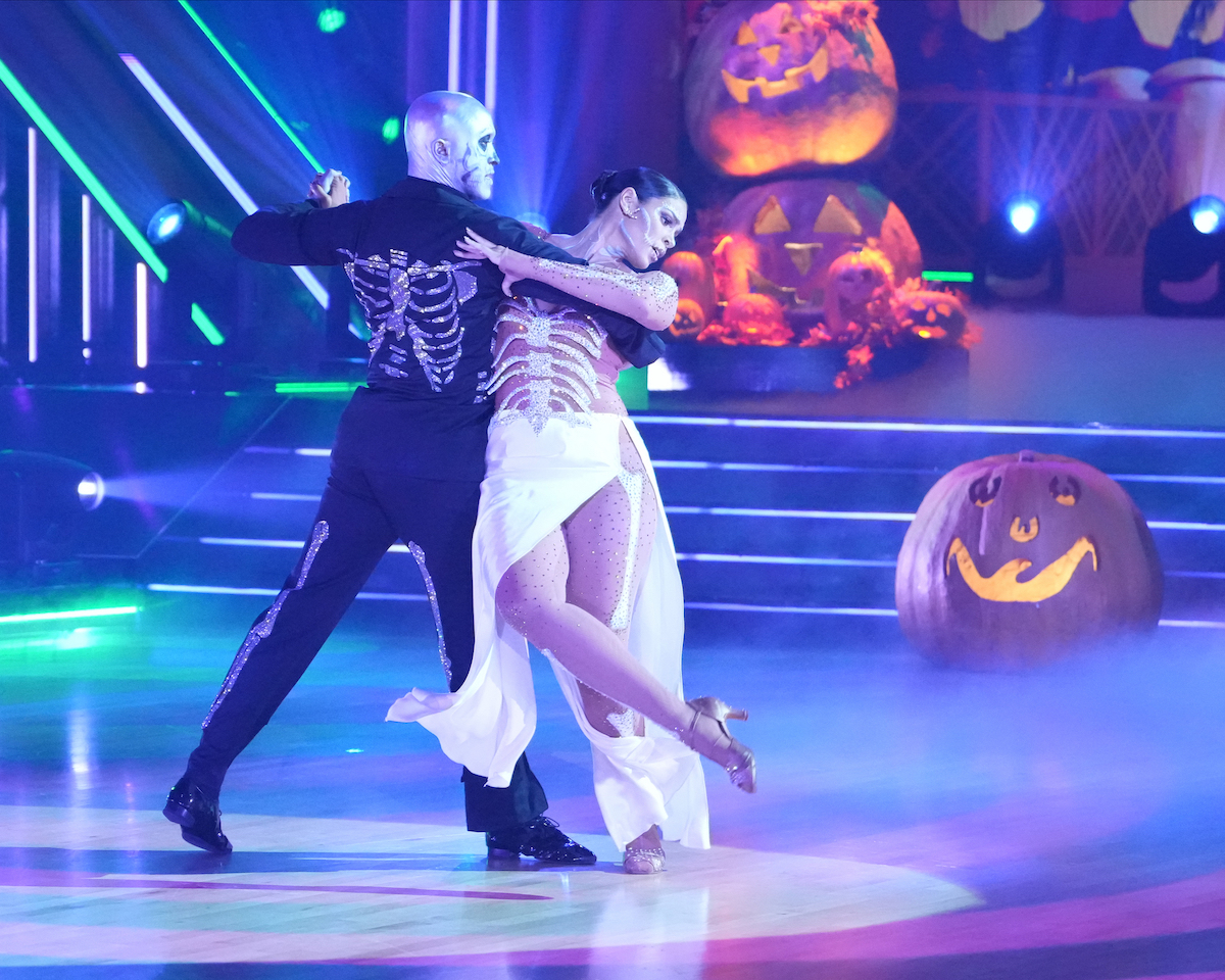 Brandon Armstrong and Jordin Sparks perform during the Halloween episode of 'Dancing with the Stars' Season 31, an episode they did not survive elimination