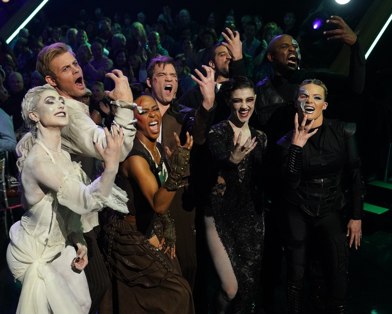 Emma Slater, Trevor Donovan, Britt Stewart, Daniel Durant, Charli D'Amelio, Wayne Brady, and Witney Carson performed a dance as Team Scream during 'Dancing with the Stars' Halloween Night