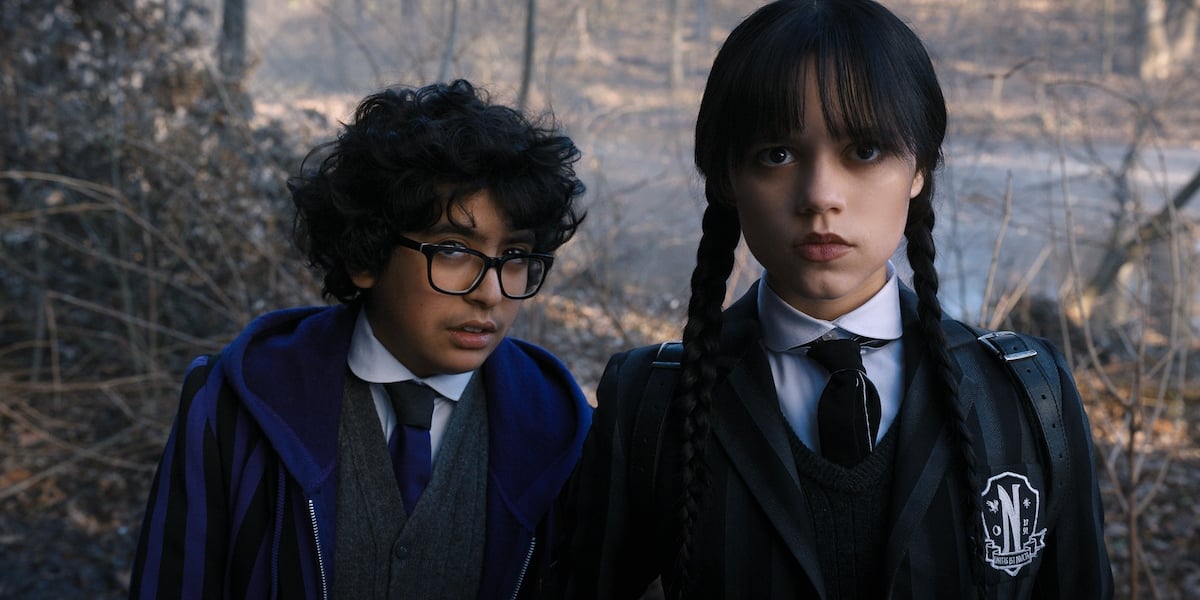 Eugene Otinger (Moosa Mostafa) and Wednesday Addams (Jenna Ortega) in episode 4 of 'Wednesday' on Netflix