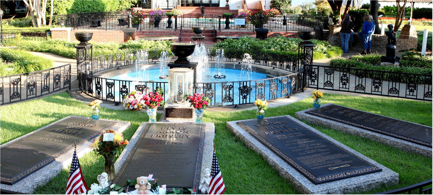 Graceland's Meditiation Garden is located in the home's backyard and is a mecca for Elvis Presley fans worldwide.