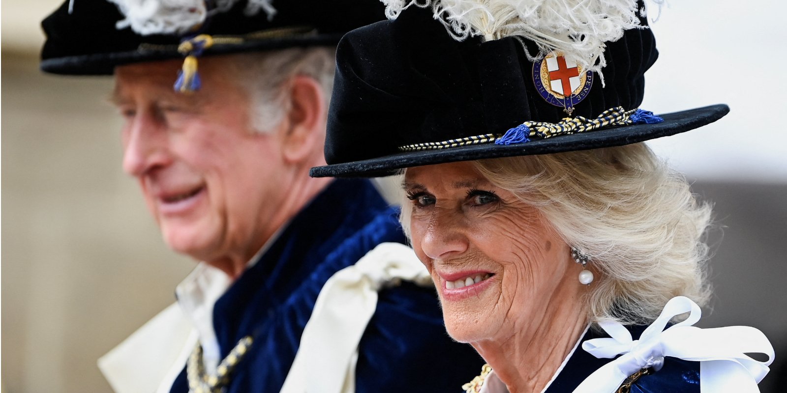 King Charles III and Camilla, Duchess of Cornwall, attend the Order of the Garter Service at St George's Chapel on June 13, 2022, in Windsor, England.