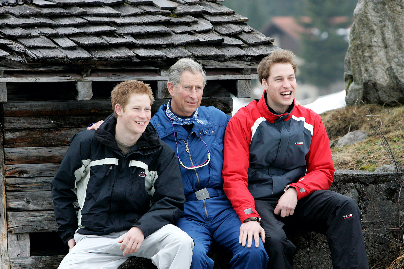 Prince Charles, Prince William and Prince Harry posed for a photo while on a ski trip. 
