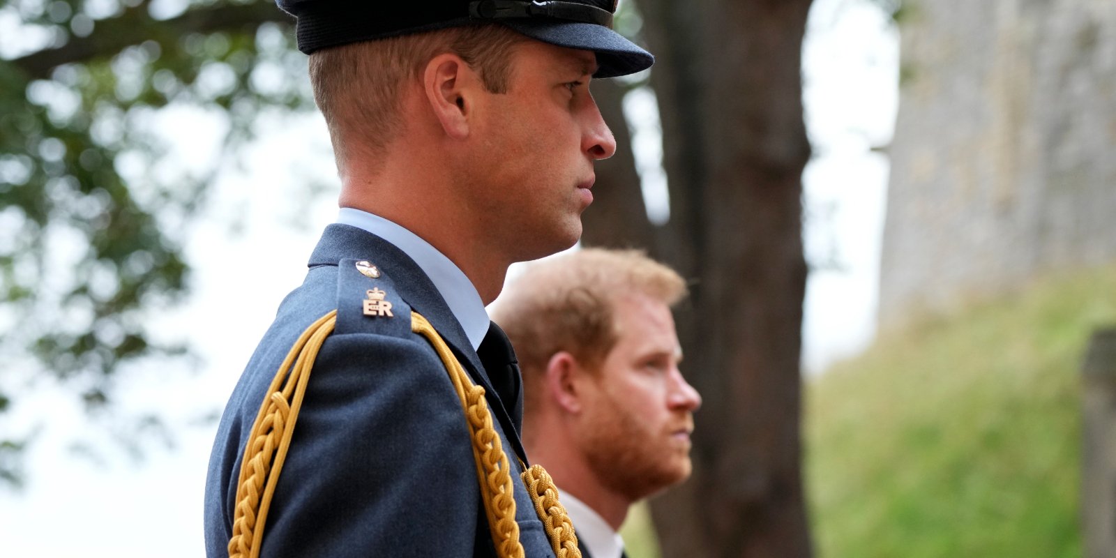 Prince William and Prince Harry at Queen Elizabeth's funeral in September 2022.