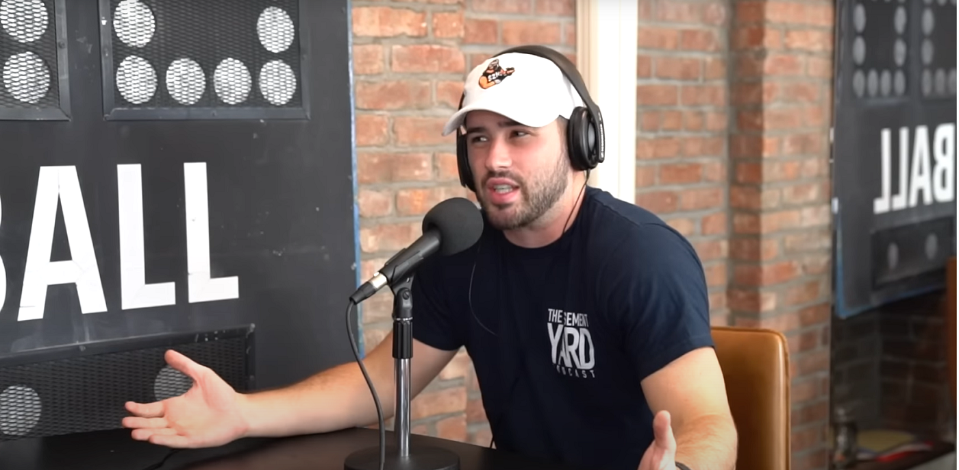 Joe Santagato during a 2018 episode of 'The Basement Yard,' a weekly comedy podcast