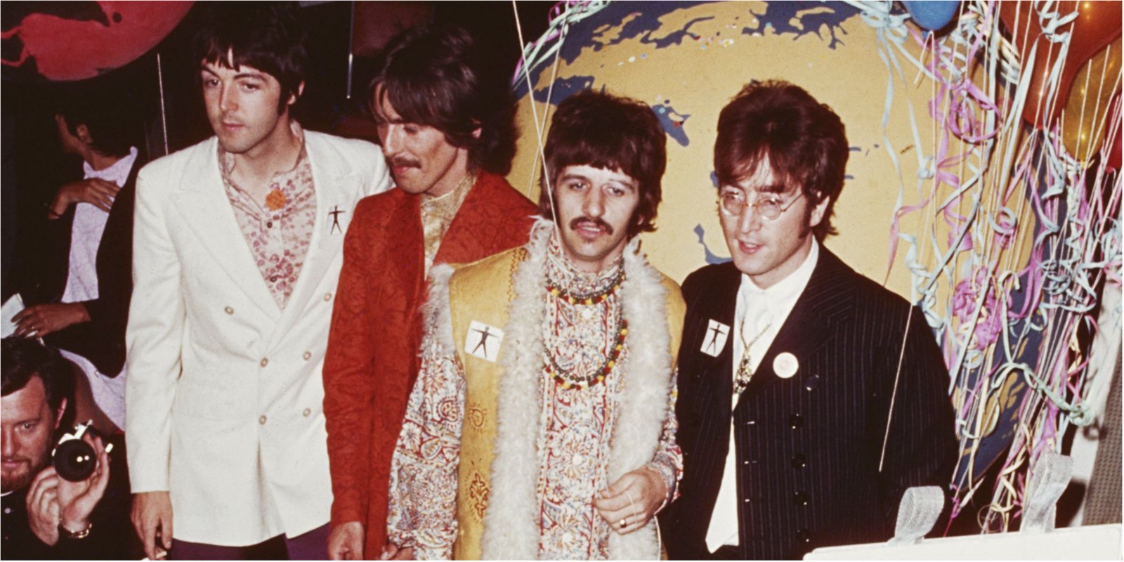 The Beatles pose at Abbey Road Studios in June 1967 during a press call to promote their performance of the song 'All You Need Is Love' as part of the 'Our World' worldwide satellite broadcast.