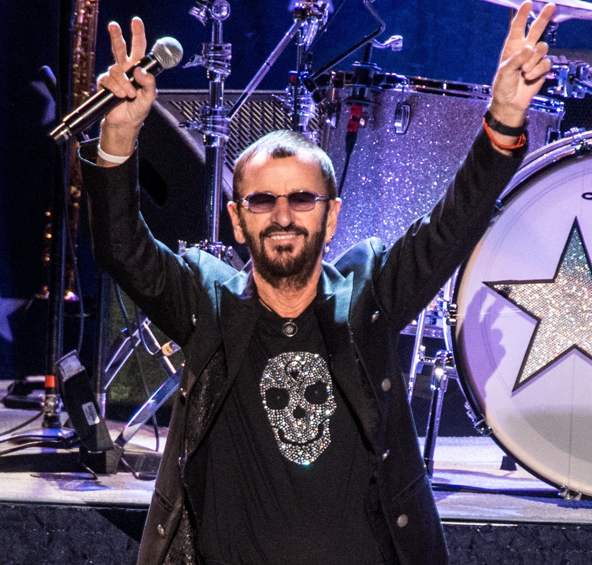 Ringo Starr wearing a skull shirt