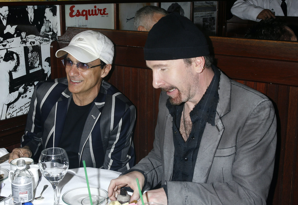 Jimmy Iovine (left) and U2 guitarist The Edge in 2009. Iovine recorded U2, Stevie Nicks, Bruce Springsteen and others for the charity album 'A Very Special Christmas.'