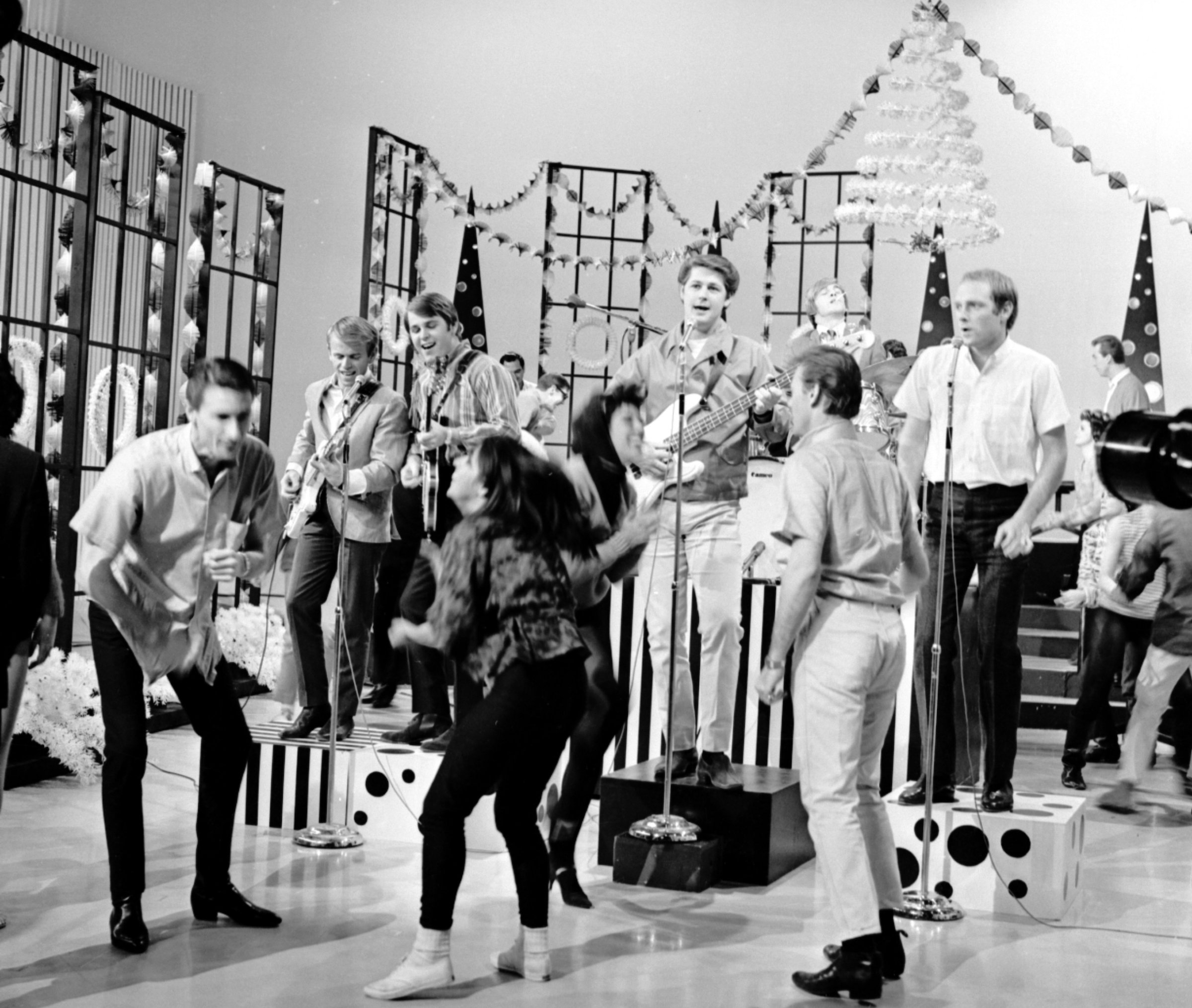 Rock and roll band The Beach Boys on the Christmas episode of the TV show 'Shindig!'