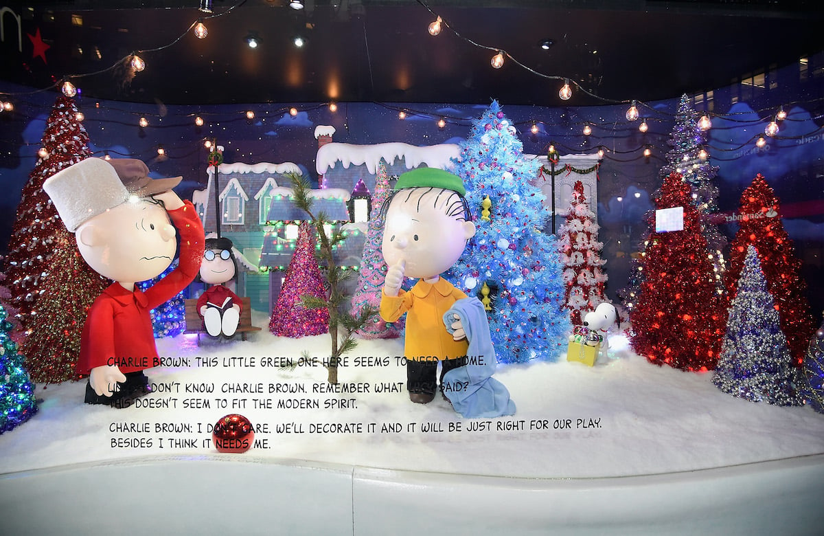 'A Charlie Brown Christmas' inspired Christmas window display at the Macy's Presents 'It's The Great Window Unveiling, Charlie Brown' at Macy's Herald Square