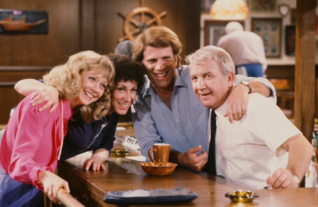 'Cheers': Ted Danson puts his arms around Shelley Long, Rhea Perlman and Nicholas Colasanto