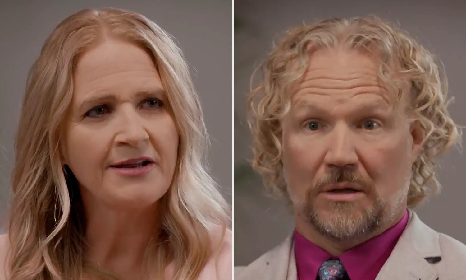 A split image of Christine Brown and Kody Brown during their segments of 'Sister Wives' Season 17 'One-on-One' reunion for TLC.