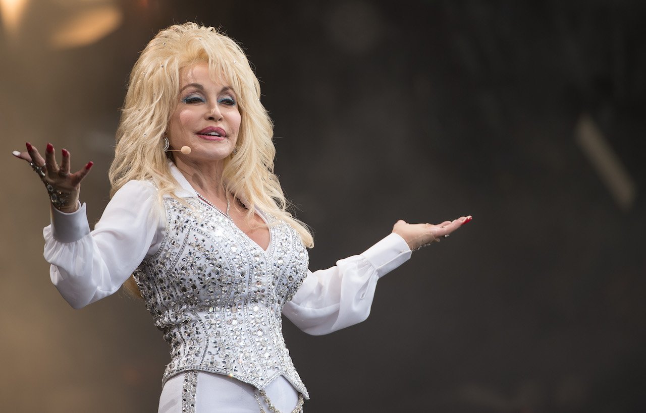 Dolly Parton performs on the Pyramid Stage during Day 3 of the Glastonbury Festival at Worthy Farm on June 29, 2014, in Glastonbury, England.