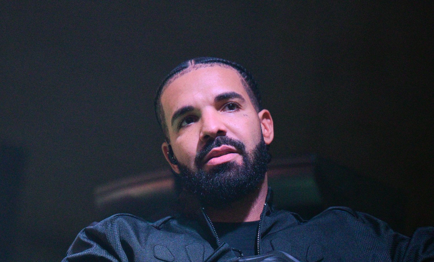 Drake, who once had a close friendship with Kanye West, wearing a black shirt