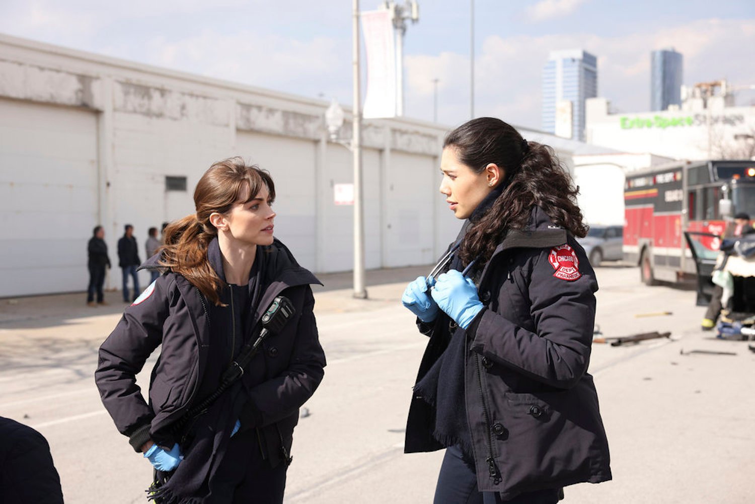 Emma Jacobs and Violet Mikami talking in 'Chicago Fire'
