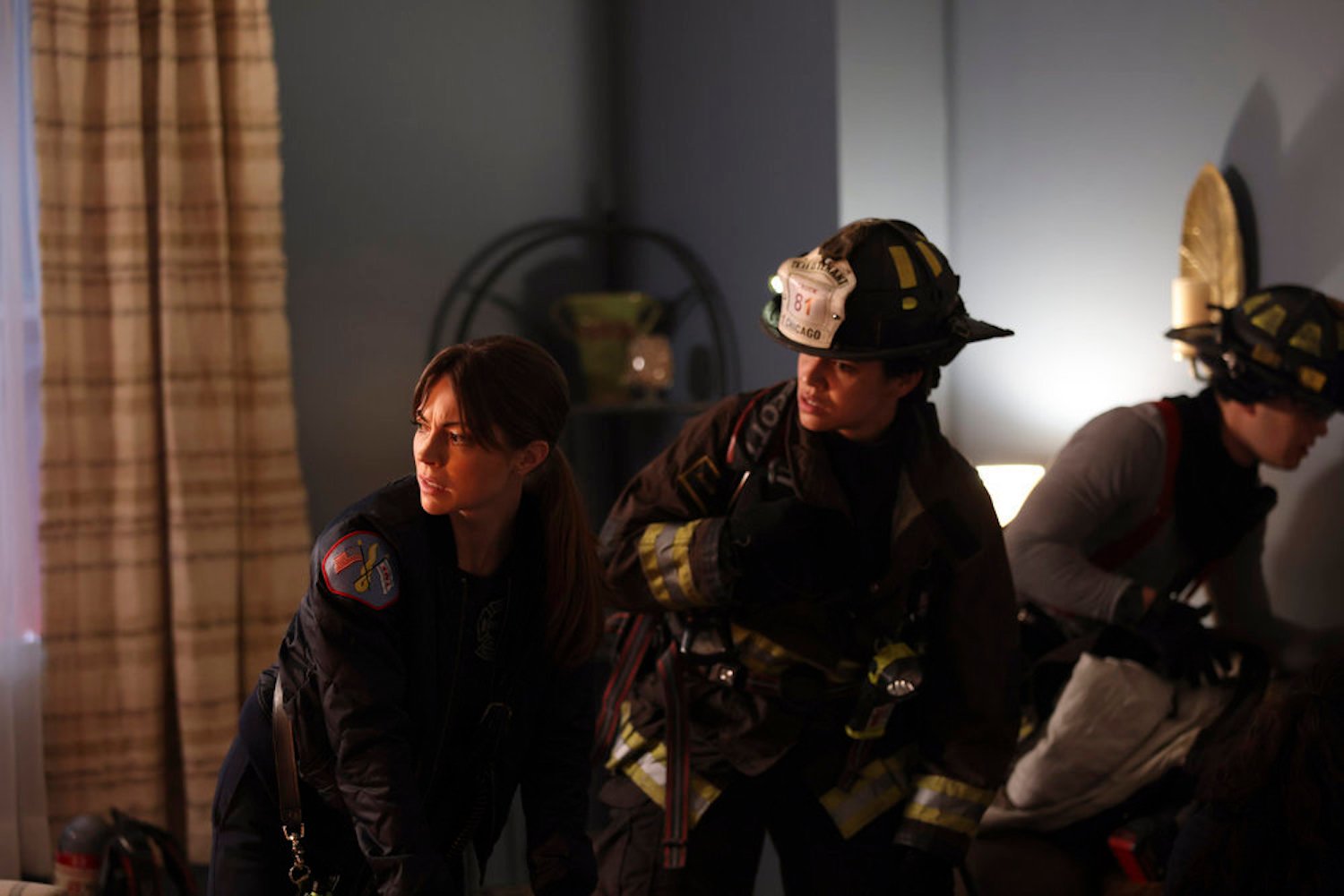 Emma Jacobs and Stella Kidd in a house in 'Chicago Fire'