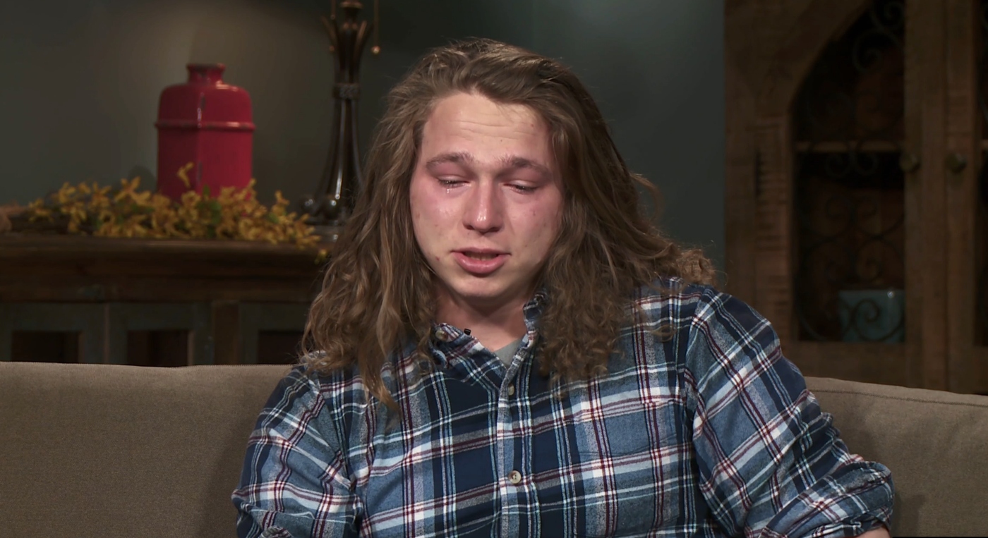 Gabriel Brown crying in an interview on 'Sister Wives' Season 17 on TLC.