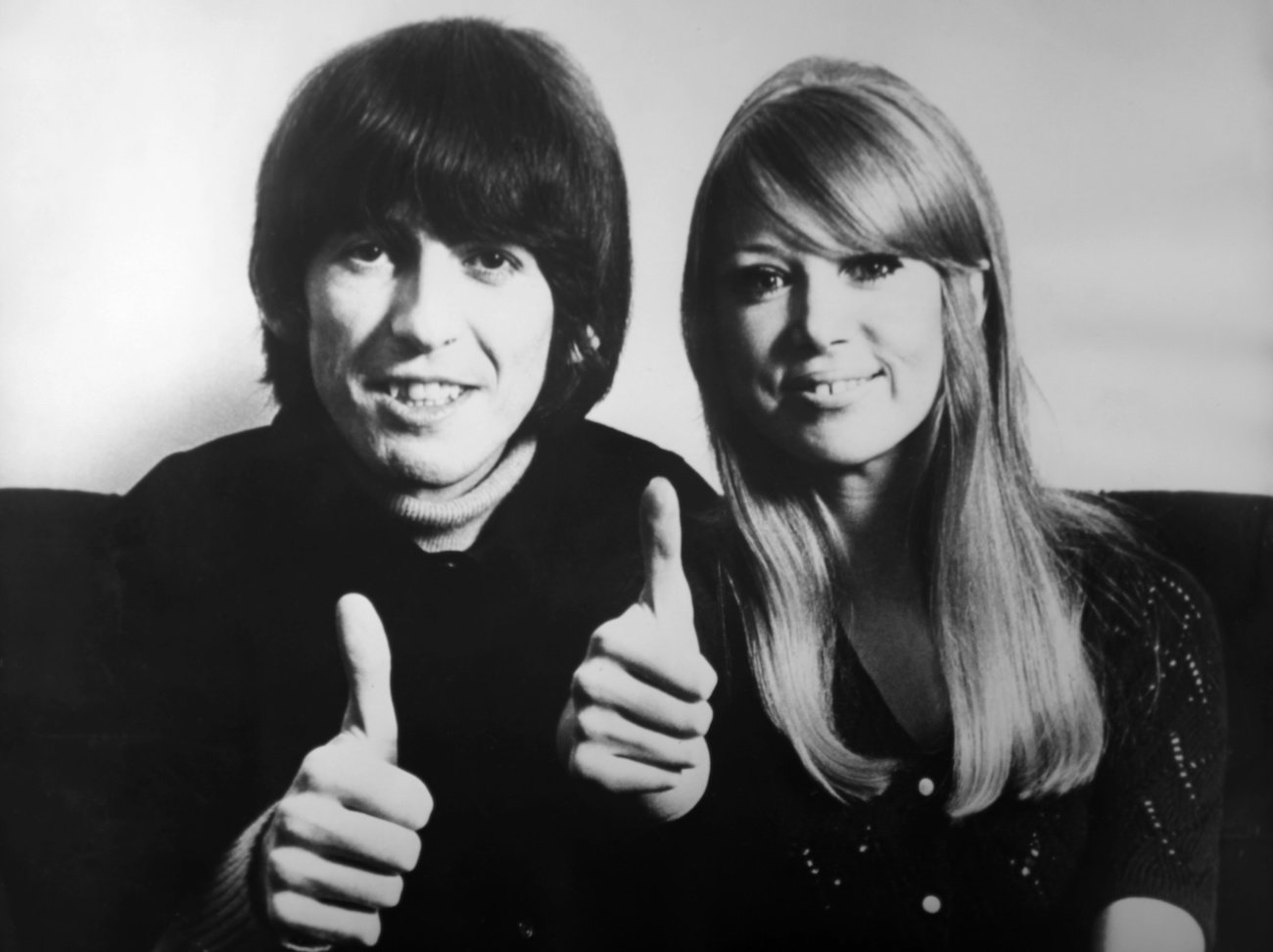 George Harrison and Pattie Boyd in London, 1966.